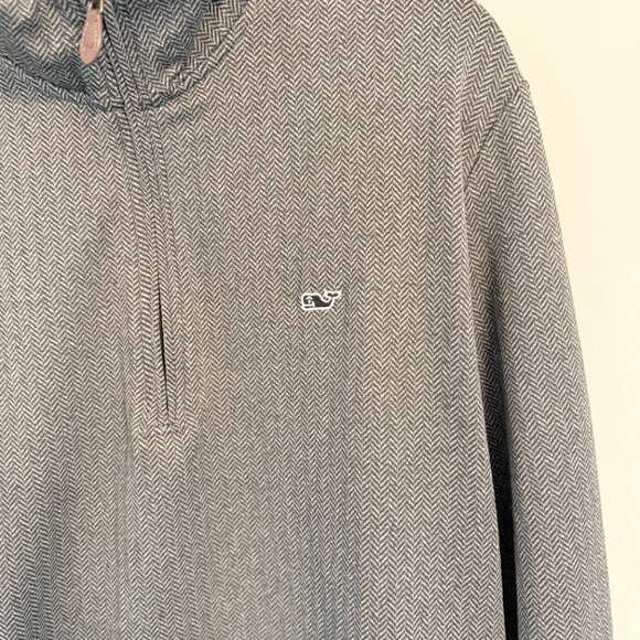🐳 Vineyard Vines Quarter-Zip Pullover – Gray Herringbone – Size L - Picture 2 of 8